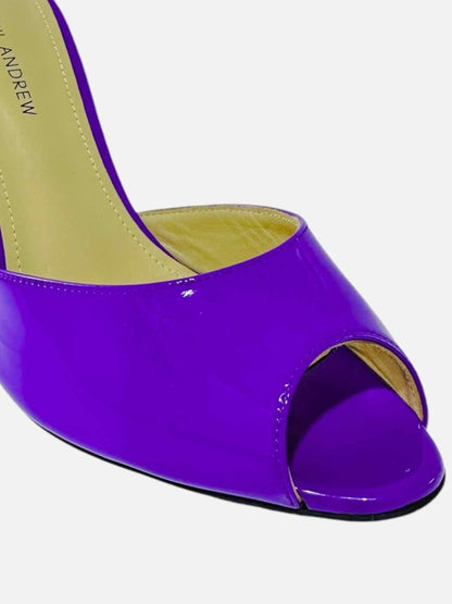 Pre - loved PAUL ANDREW Peep Violet Mules at Reems Closet