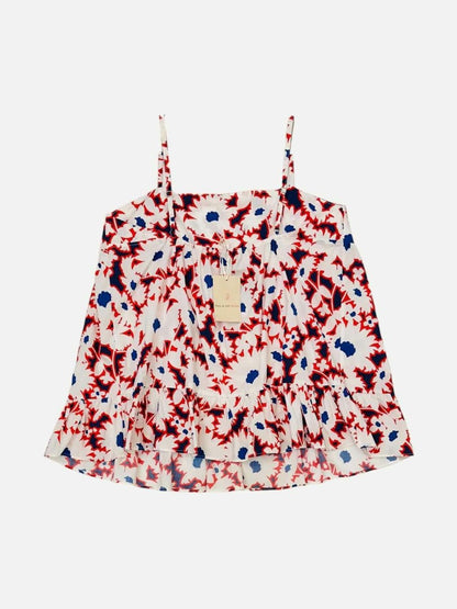 Pre - loved PAUL & JOE SISTER White Multicolor Floral Top Large at Reems Closet