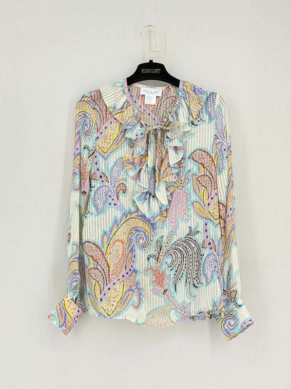 Pre-loved PAUL & JOE White Multicolor Size Medium Blouse at Reems Closet