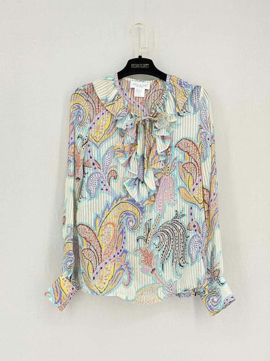 Pre-loved PAUL & JOE White Multicolor Size Medium Blouse at Reems Closet