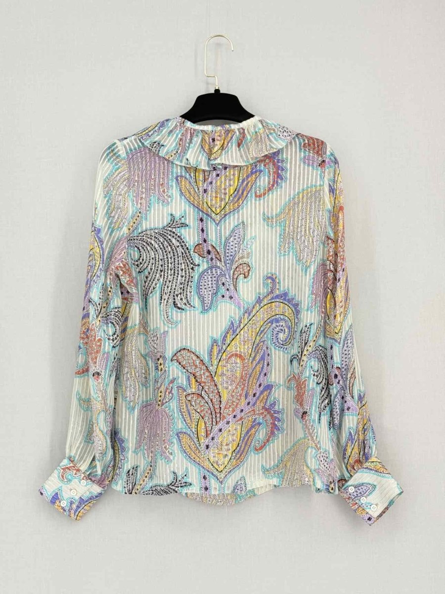 Pre-loved PAUL & JOE White Multicolor Size Medium Blouse at Reems Closet