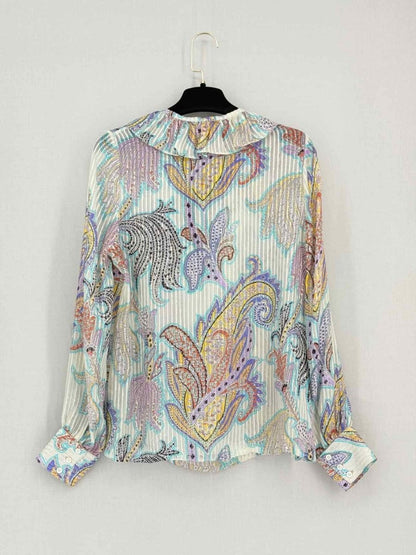 Pre-loved PAUL & JOE White Multicolor Size Medium Blouse at Reems Closet