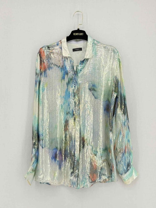 Pre - loved PAUL SMITH Blue Multicolor Size US 12 Blouse at Reems Closet