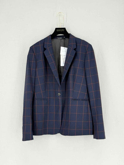 Pre - loved PAUL SMITH Navy Blue & Orange Plaid Size US 10 Jacket at Reems Closet
