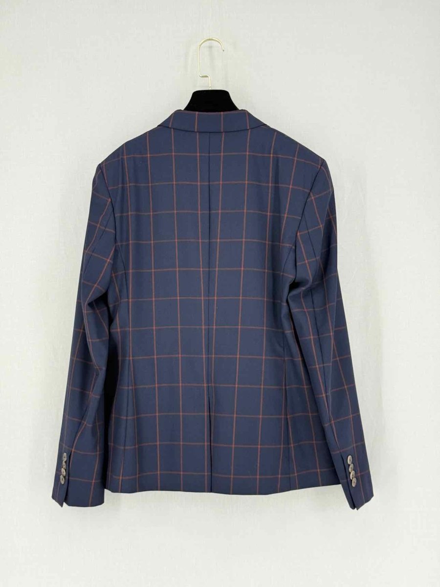 Pre - loved PAUL SMITH Navy Blue & Orange Plaid Size US 10 Jacket at Reems Closet