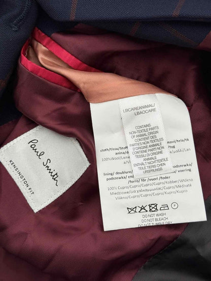 Pre - loved PAUL SMITH Navy Blue & Orange Plaid Size US 10 Jacket at Reems Closet