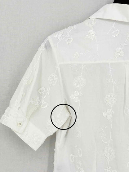 Pre-loved PAUL SMITH White Floral Embroidered Size US 6 Shirt at Reems Closet