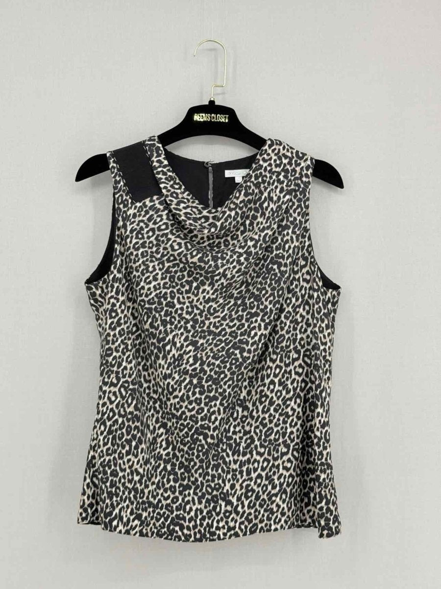 Pre - loved PAULE KA Black & Beige Leopard Print Size US 4 Top at Reems Closet
