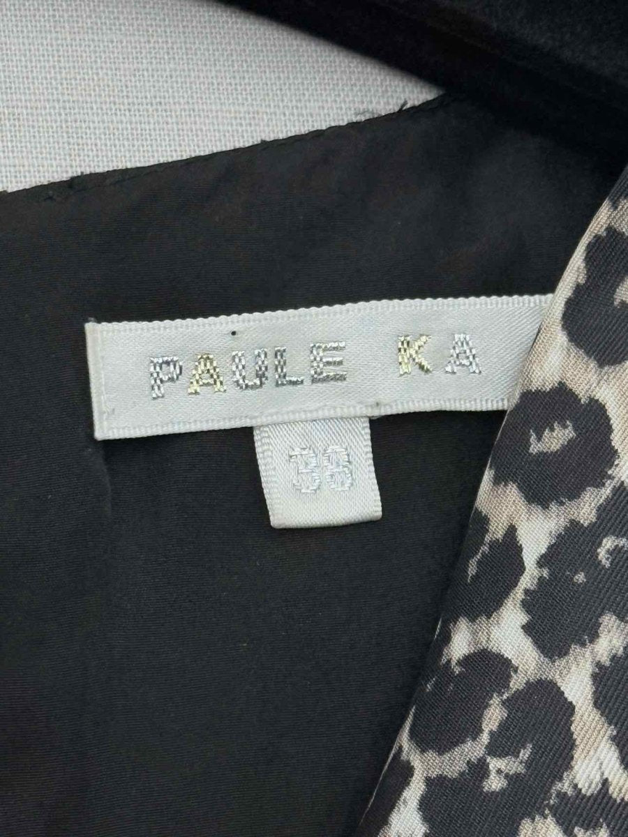 Pre - loved PAULE KA Black & Beige Leopard Print Size US 4 Top at Reems Closet