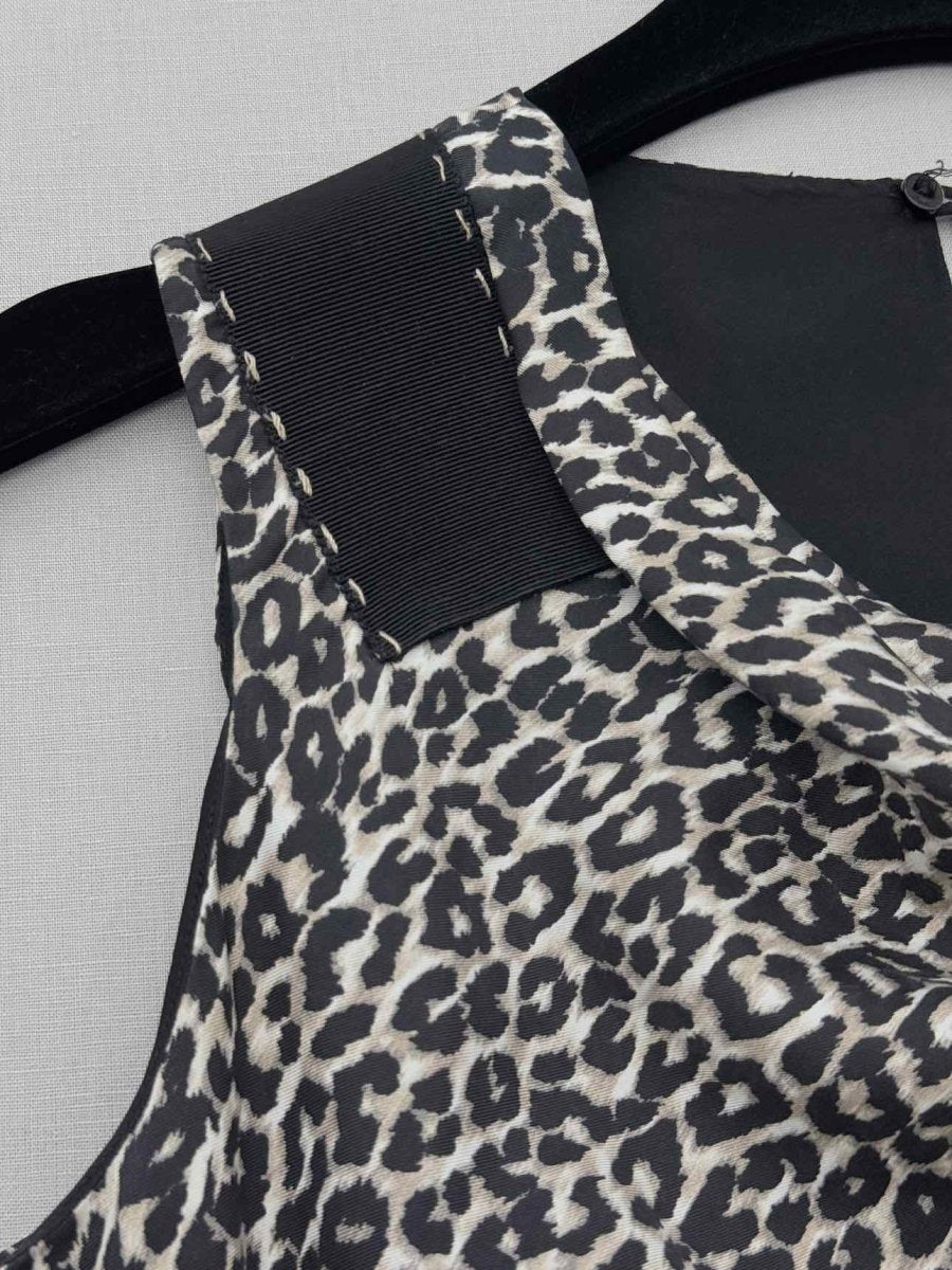 Pre - loved PAULE KA Black & Beige Leopard Print Size US 4 Top at Reems Closet