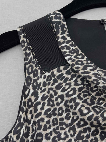 Pre - loved PAULE KA Black & Beige Leopard Print Size US 4 Top at Reems Closet