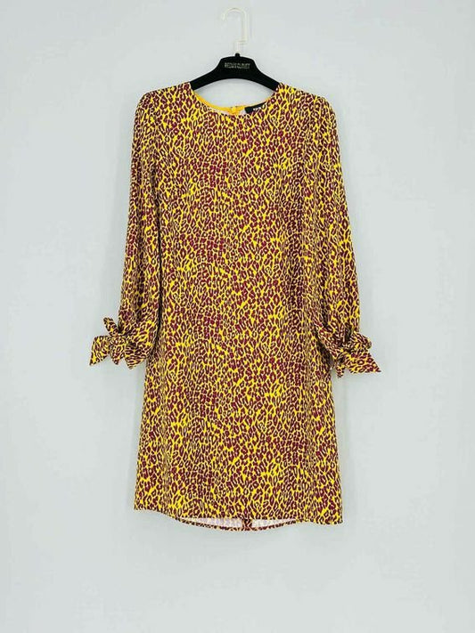 Pre - loved PAULE KA Yellow & Burgundy Leopard Knee Length Dress at Reems Closet