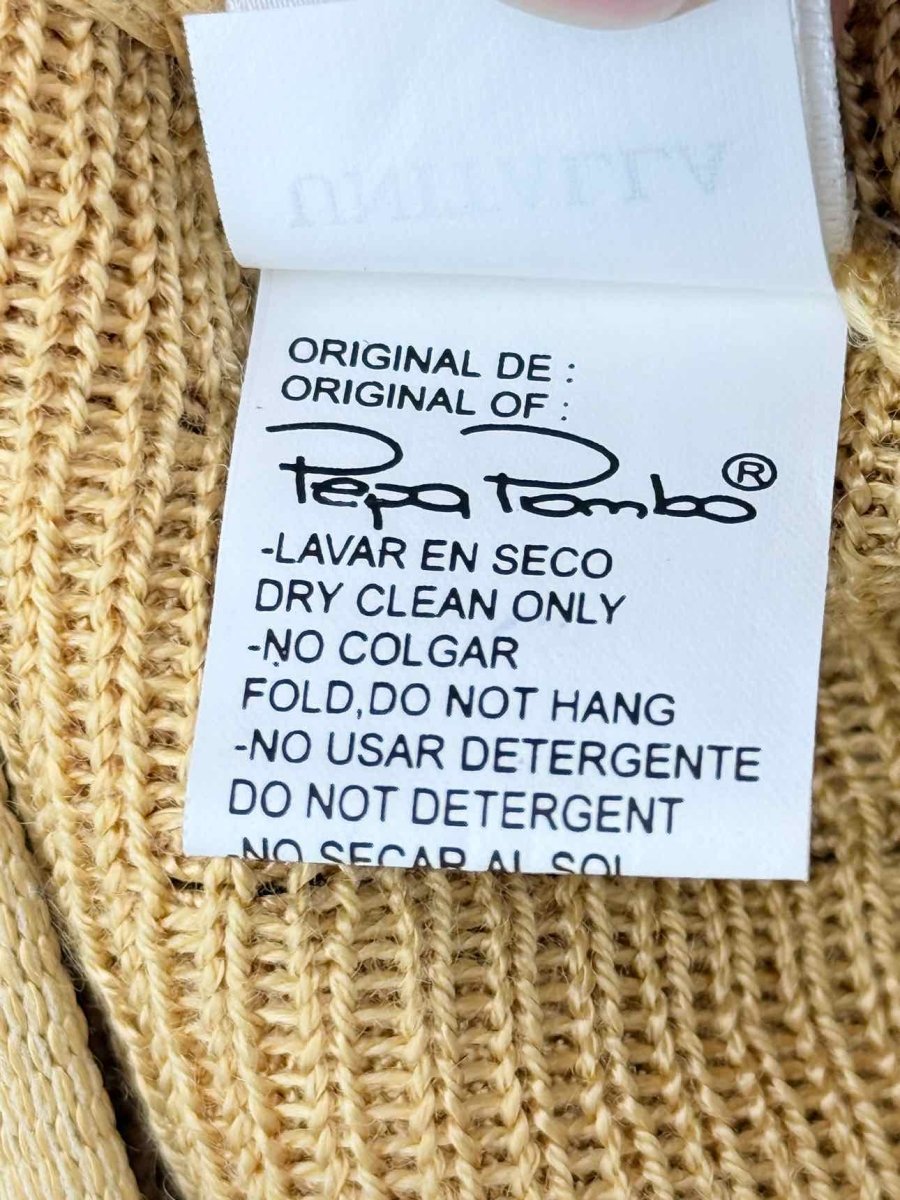Pre-loved PEPA POMBO Gold Size Large Mini Skirt at Reems Closet