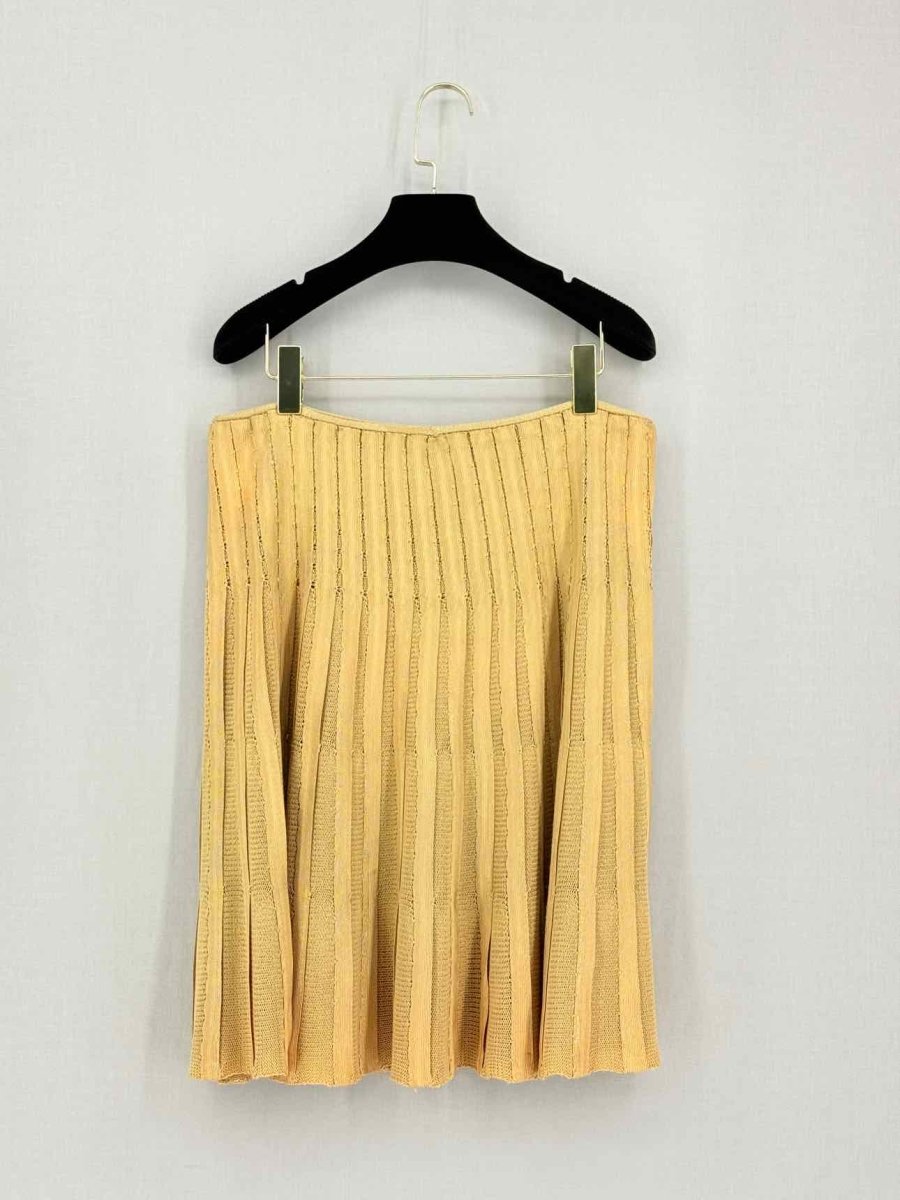 Pre-loved PEPA POMBO Gold Size Large Mini Skirt at Reems Closet