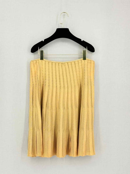 Pre-loved PEPA POMBO Gold Size Large Mini Skirt at Reems Closet