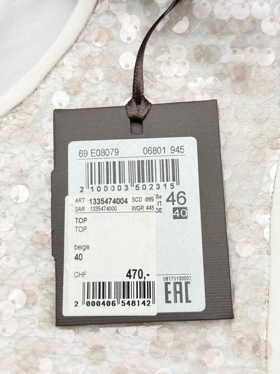Pre - loved PESERICO Beige Sequin Embellished Size US 10 Outfit Set at Reems Closet