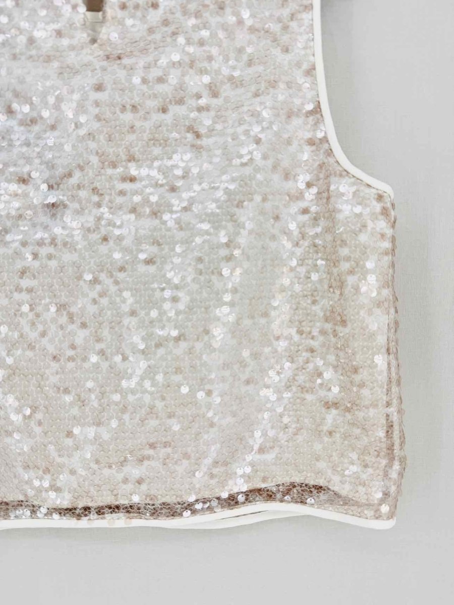 Pre - loved PESERICO Beige Sequin Embellished Size US 10 Outfit Set at Reems Closet