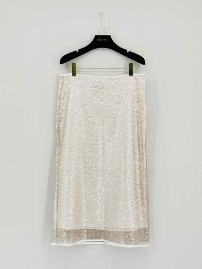 Pre - loved PESERICO Beige Sequin Embellished Size US 10 Outfit Set at Reems Closet