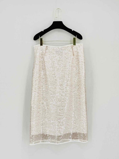 Pre - loved PESERICO Beige Sequin Embellished Size US 10 Outfit Set at Reems Closet