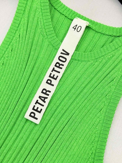 Pre-loved PETAR PETROV Green Ribbed Size US 8 Tank Top at Reems Closet