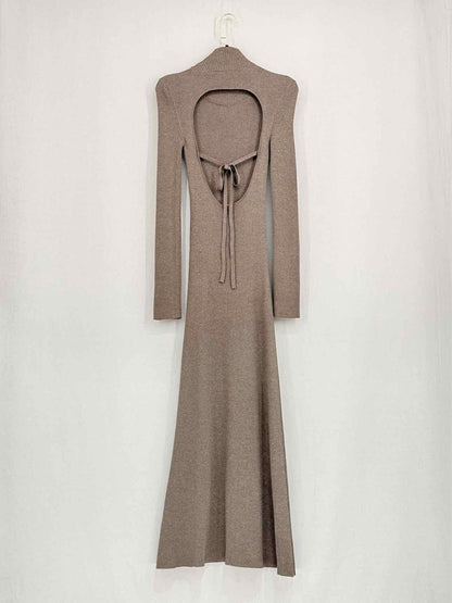 Pre-loved PETER DO Taupe Ribbed Size Small Long Dress at Reems Closet