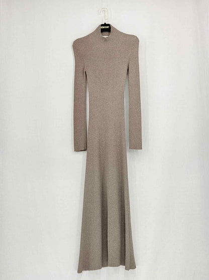 Pre-loved PETER DO Taupe Ribbed Size Small Long Dress at Reems Closet