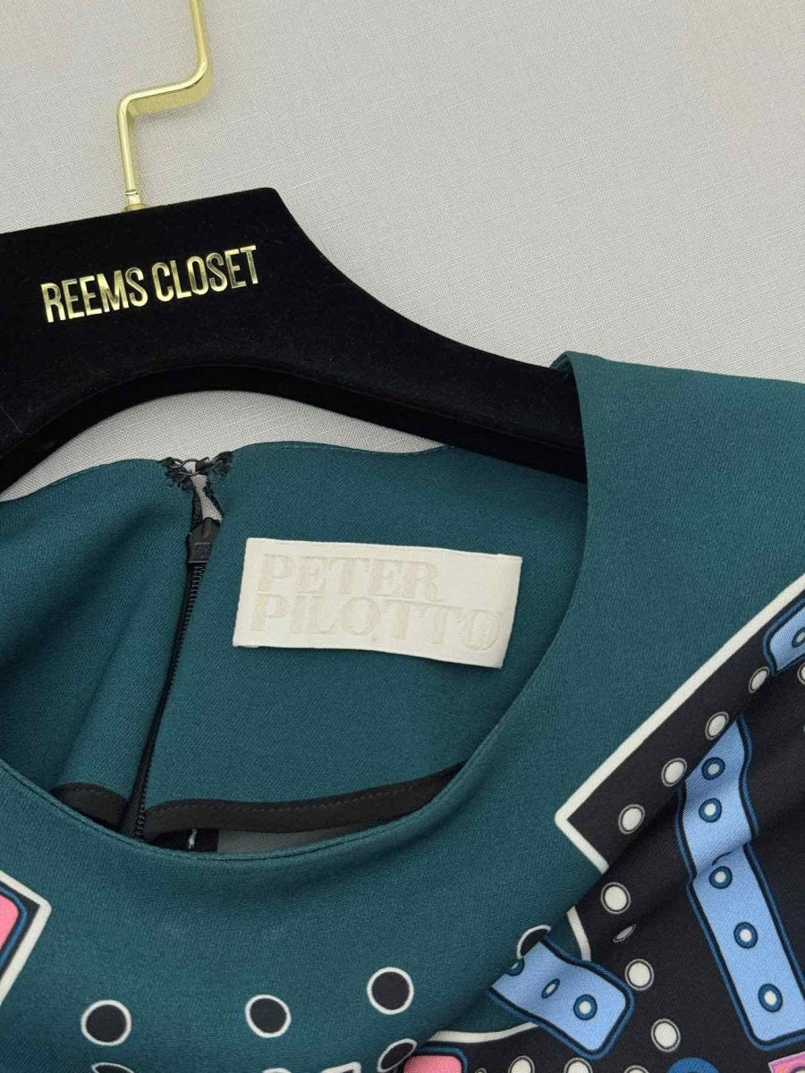 Pre - loved PETER PILOTTO Green Multicolor Size US 8 Short Dress at Reems Closet
