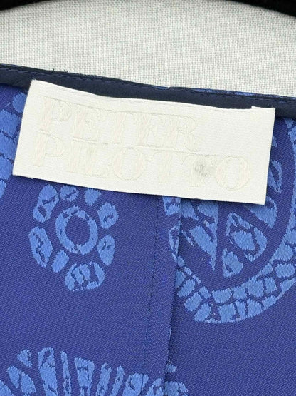 Pre - loved PETER PILOTTO Wrap Blue Jacquard Size US 6 Blouse at Reems Closet