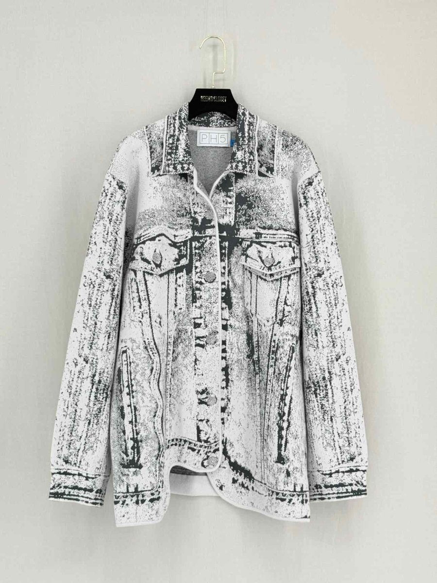 Pre - loved PH5 White & Grey Graphic Print Size Medium Jacket at Reems Closet