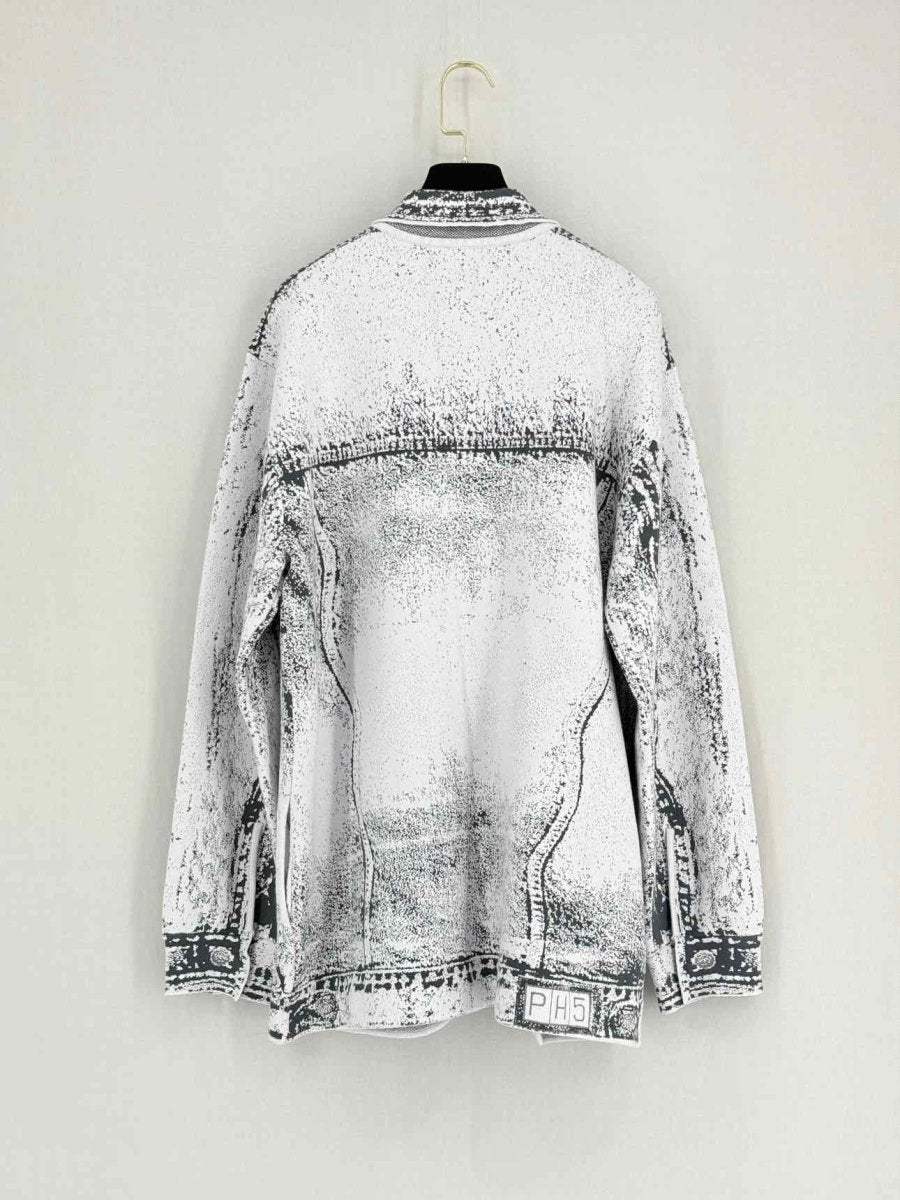 Pre - loved PH5 White & Grey Graphic Print Size Medium Jacket at Reems Closet