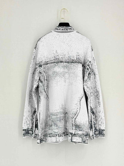 Pre - loved PH5 White & Grey Graphic Print Size Medium Jacket at Reems Closet