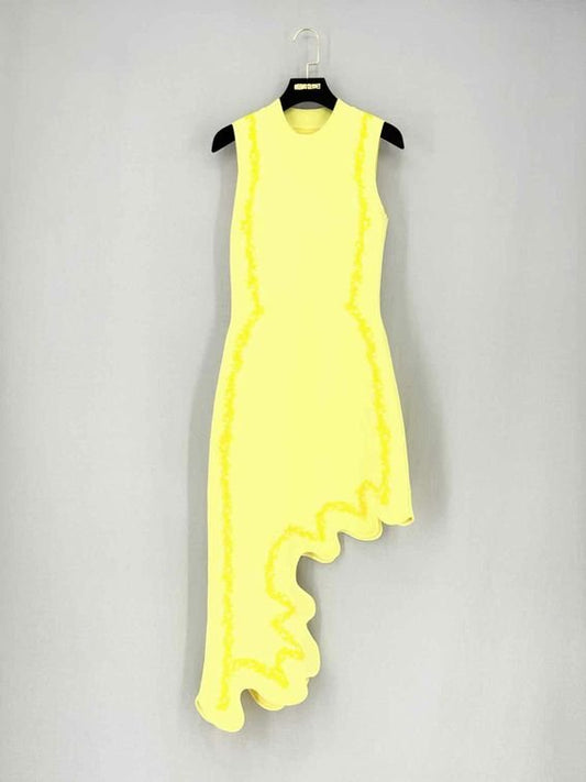 Pre - loved PH5 Yellow Wavy Size Small Knee Length Dress at Reems Closet