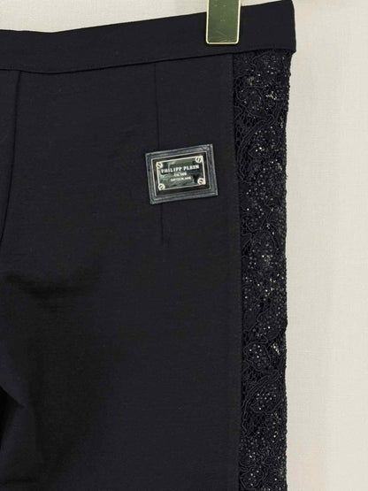 Pre - loved PHILIPP PLEIN Black Eyelet Size XSmall Pants at Reems Closet