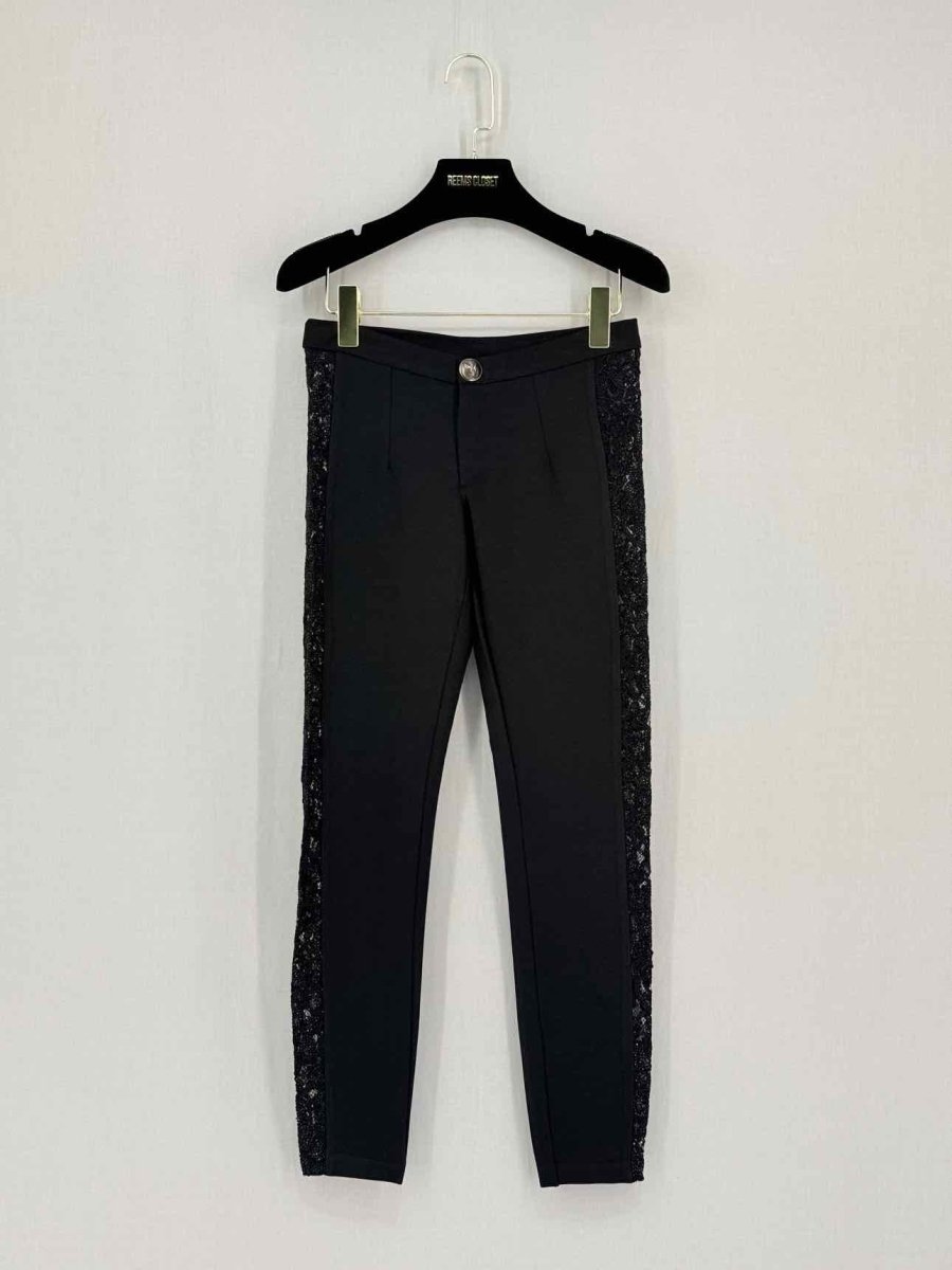 Pre - loved PHILIPP PLEIN Black Eyelet Size XSmall Pants at Reems Closet