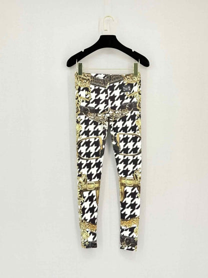 Pre-loved PHILIPP PLEIN Black, Gold & White Size Small Leggings at Reems Closet