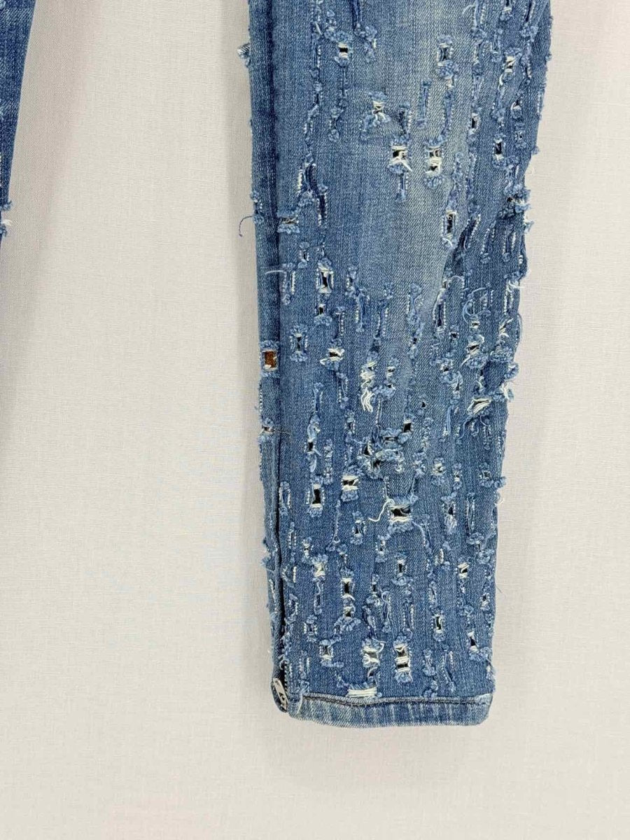 Pre-loved PHILIPP PLEIN Retro Superhero Blue Size 28 Jeans at Reems Closet