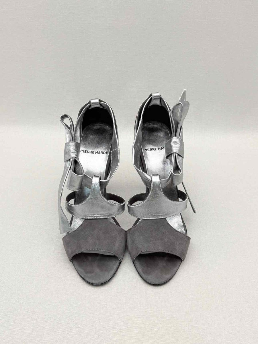 Pre-loved PIERRE HARDY Black & Silver Size EU 37.5 Heeled Sandals at Reems Closet