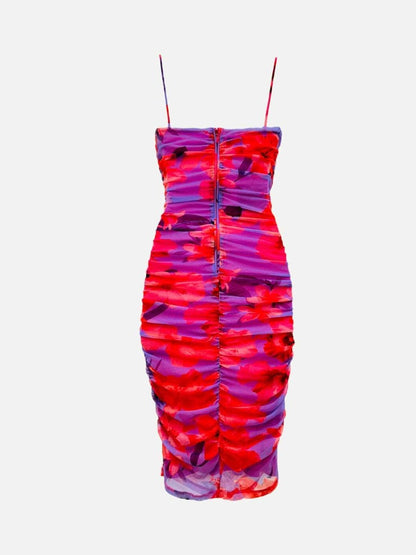 Pre - loved PINKO Bodycon Pink & Purple Printed Knee Length Dress at Reems Closet