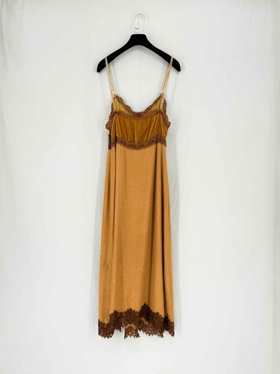 PINKO Mustard & Brown Size US 8 Midi Dress - Reems Closet PINKO Mustard & Brown Size US 8 Midi Dress - Reems Closet