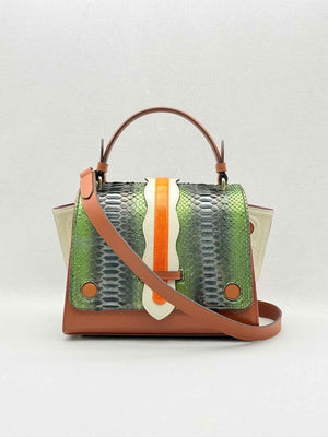 Pre - loved PITTDAR & BHUR Brown Multicolor Python Top Handle at Reems Closet