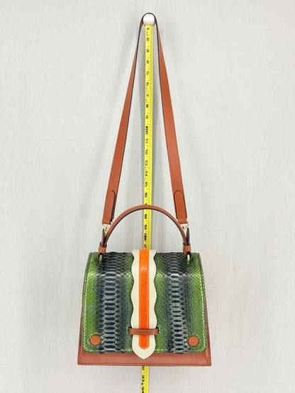 Pre - loved PITTDAR & BHUR Brown Multicolor Python Top Handle at Reems Closet
