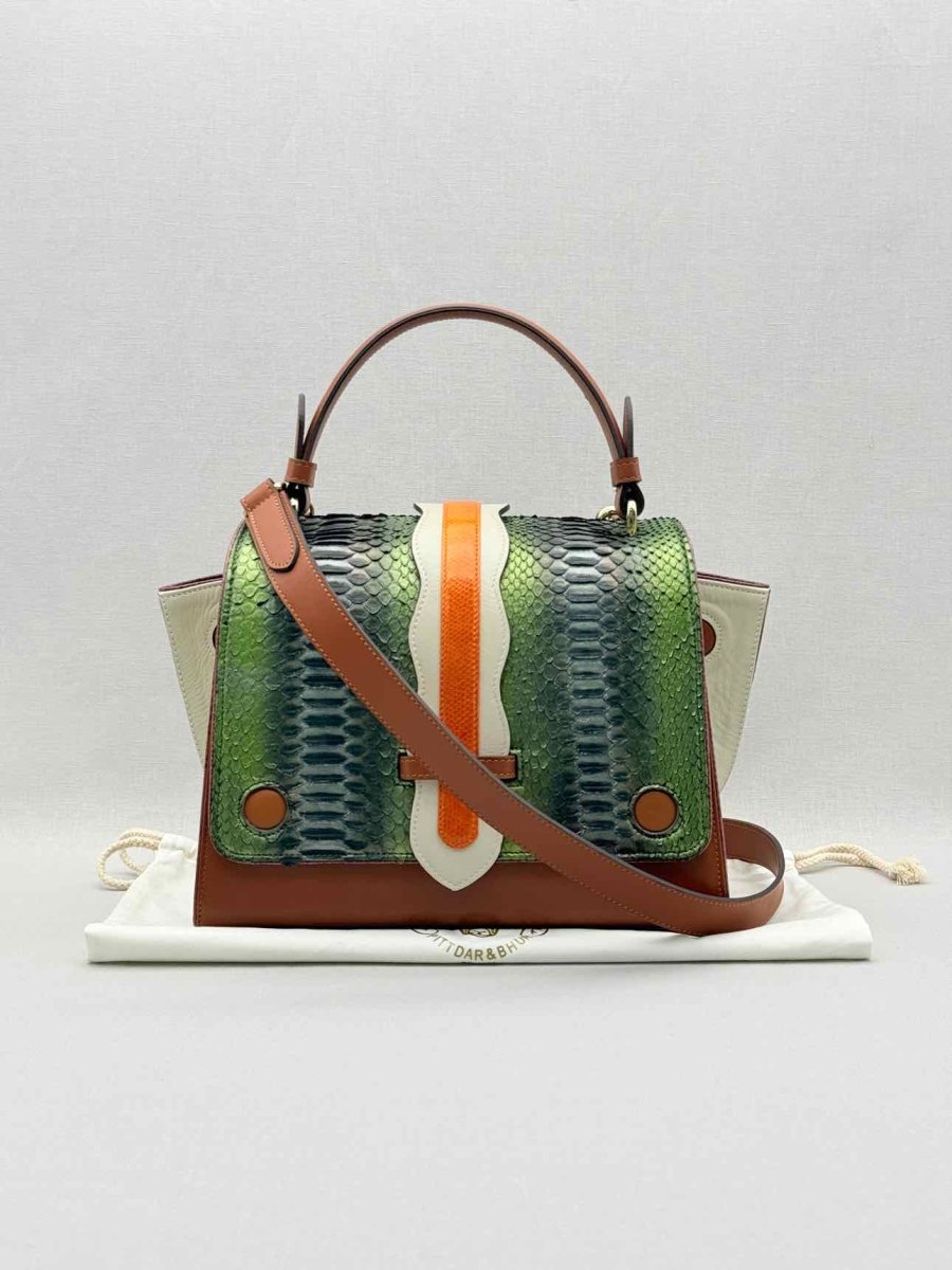 Pre - loved PITTDAR & BHUR Brown Multicolor Python Top Handle at Reems Closet