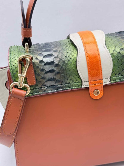 Pre - loved PITTDAR & BHUR Brown Multicolor Python Top Handle at Reems Closet
