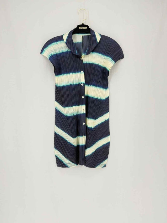 Pre - loved PLEATS PLEASE ISSEY MIYAKE A - Line Stripe Short Dress at Reems Closet