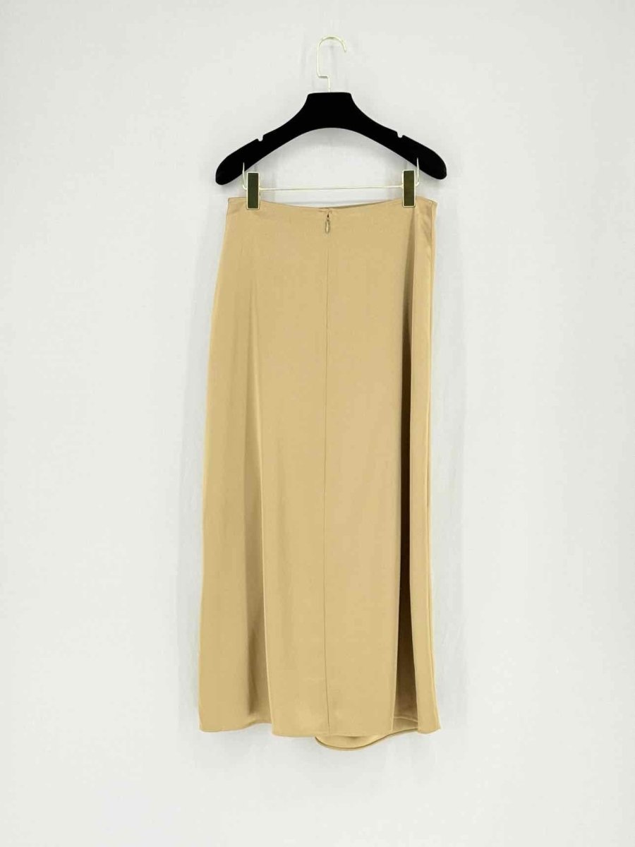 Pre - loved POLO RALPH LAUREN Ruched Beige Size US 4 Midi Skirt at Reems Closet