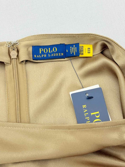 Pre - loved POLO RALPH LAUREN Ruched Beige Size US 4 Midi Skirt at Reems Closet