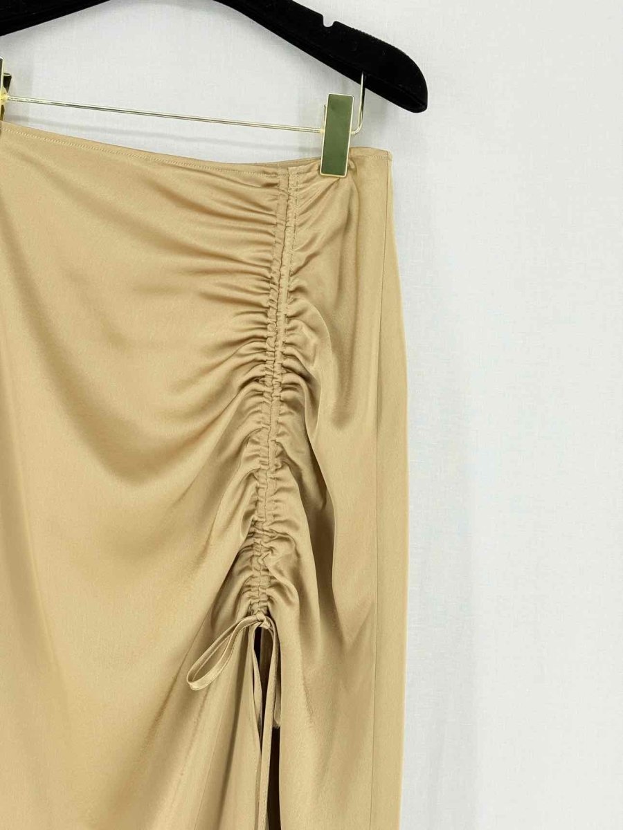 Pre - loved POLO RALPH LAUREN Ruched Beige Size US 4 Midi Skirt at Reems Closet