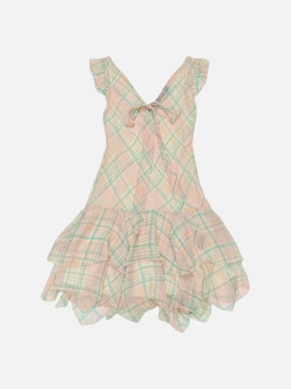 Pre - loved POLO RALPH LAUREN Tiered Pink Multicolor Plaid Dress at Reems Closet