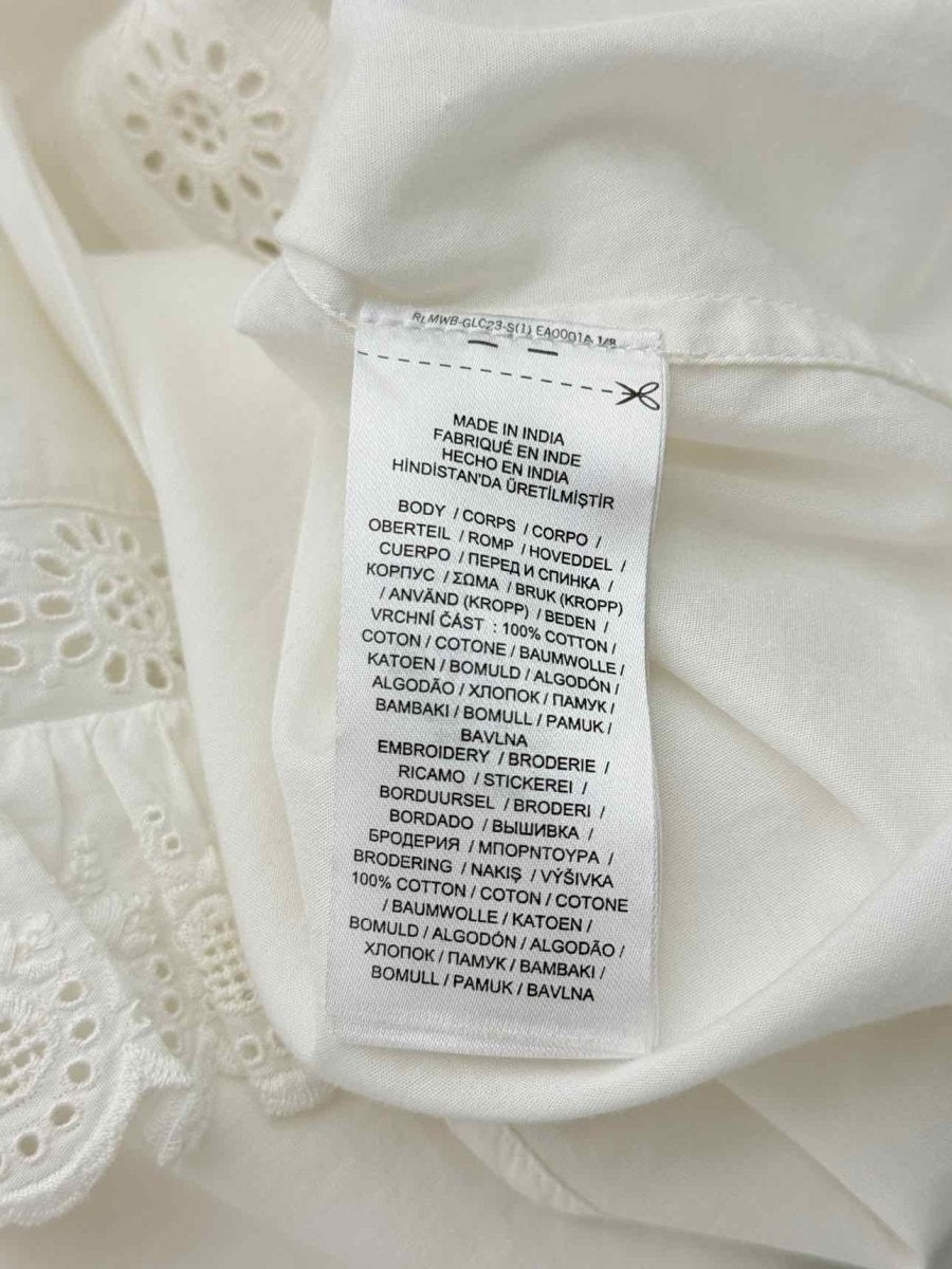 Pre - loved POLO RALPH LAUREN White Frilled Trim Size US 8 Shirt at Reems Closet