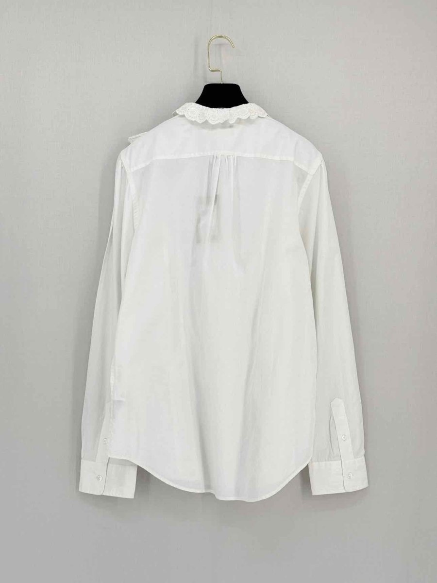 Pre - loved POLO RALPH LAUREN White Frilled Trim Size US 8 Shirt at Reems Closet